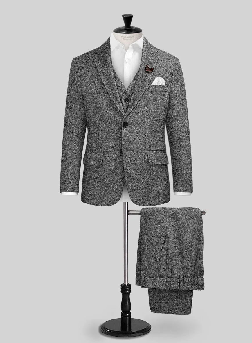 Vintage Plain Dark Gray Tweed Boys Suit