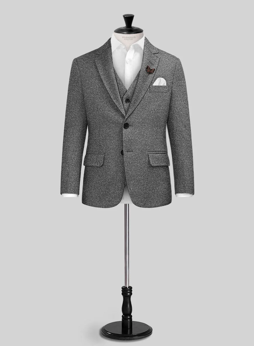 Vintage Plain Dark Gray Tweed Boys Suit