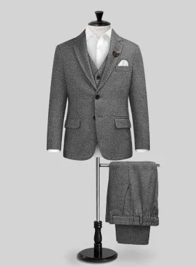 Vintage Plain Dark Gray Tweed Boys Suit