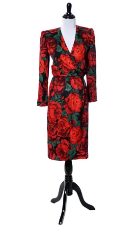 Vintage Valentino silk dress with red roses