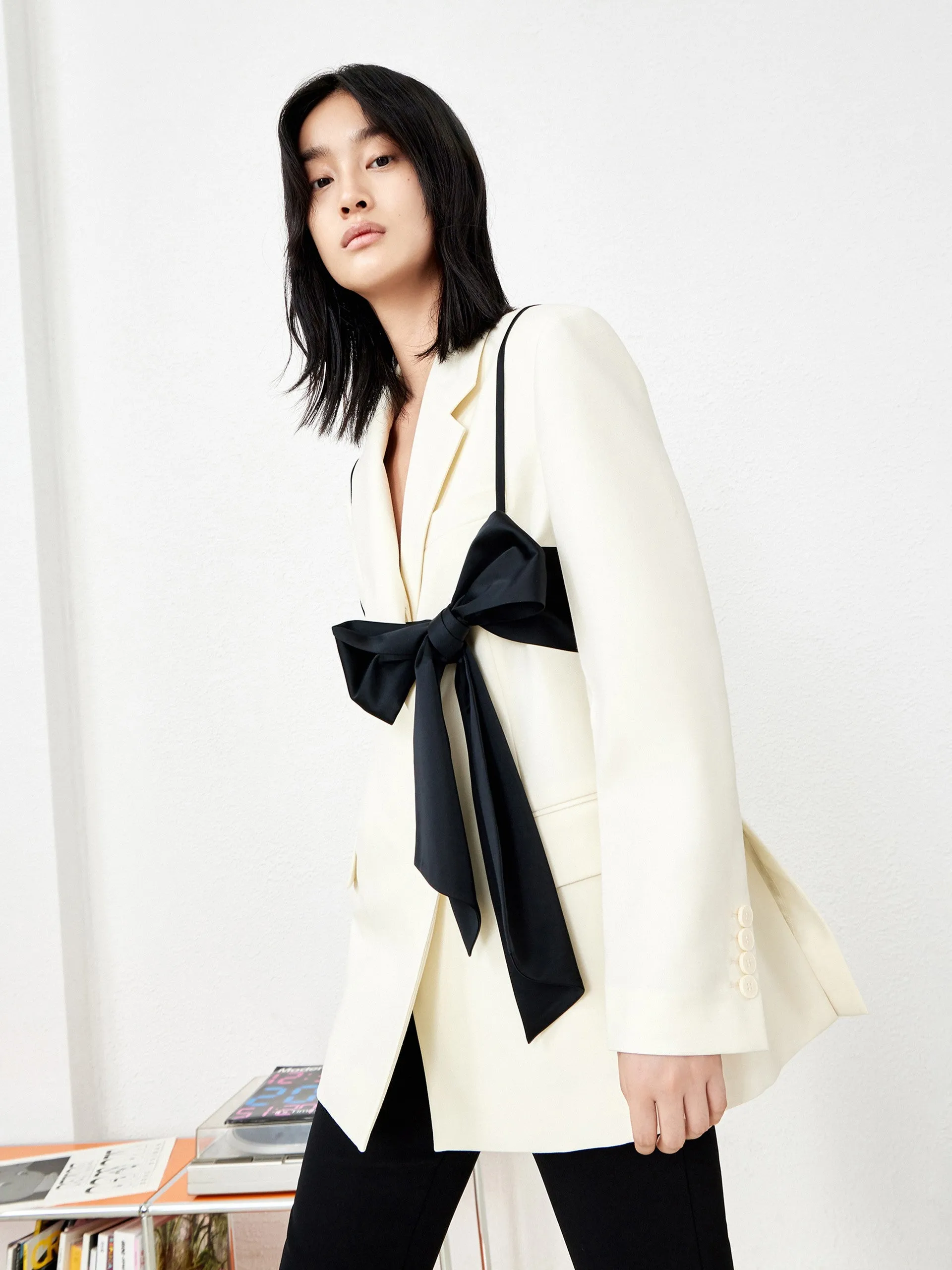 Wool Blend Straight Blazer