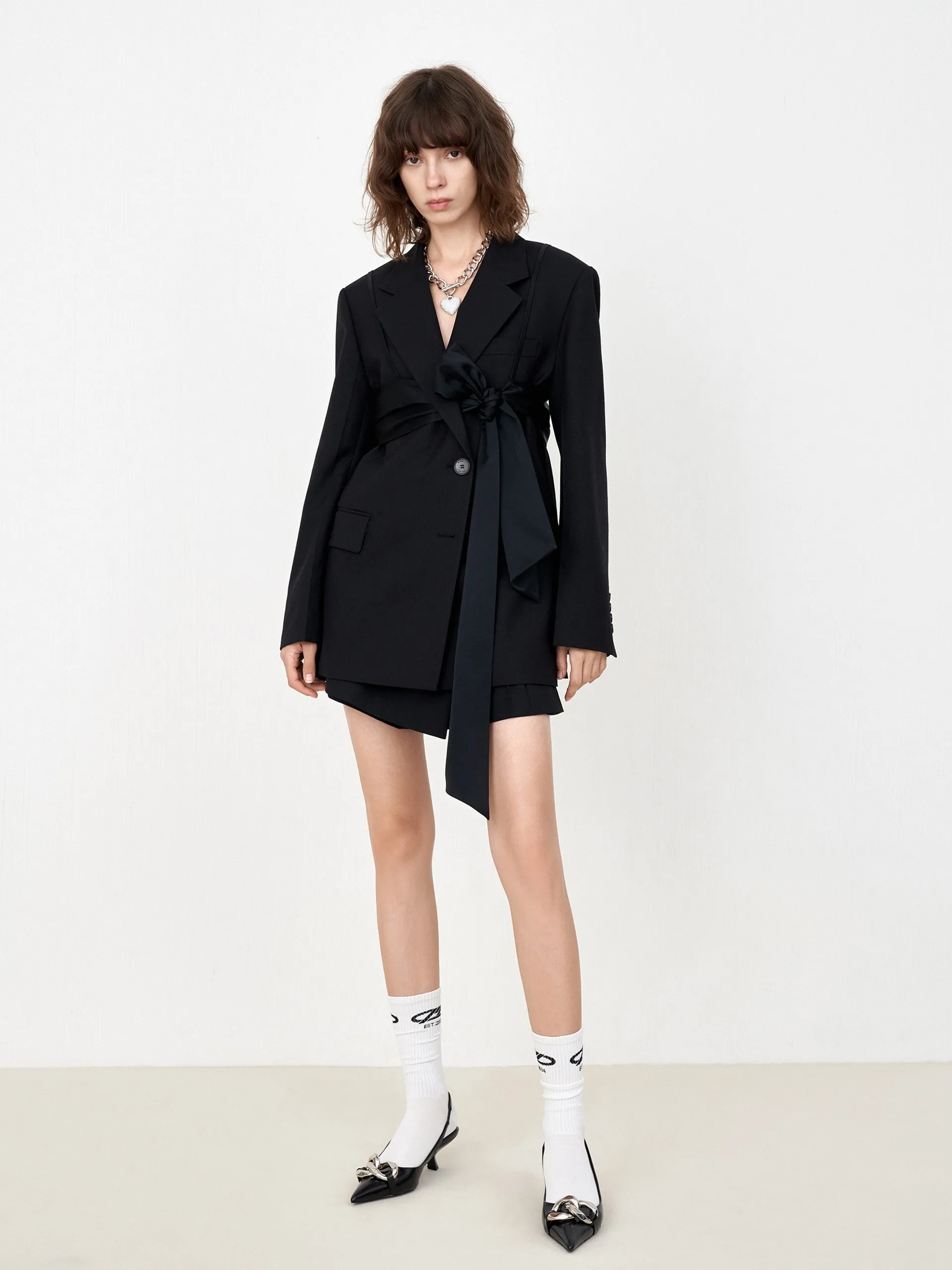 Wool Blend Straight Blazer
