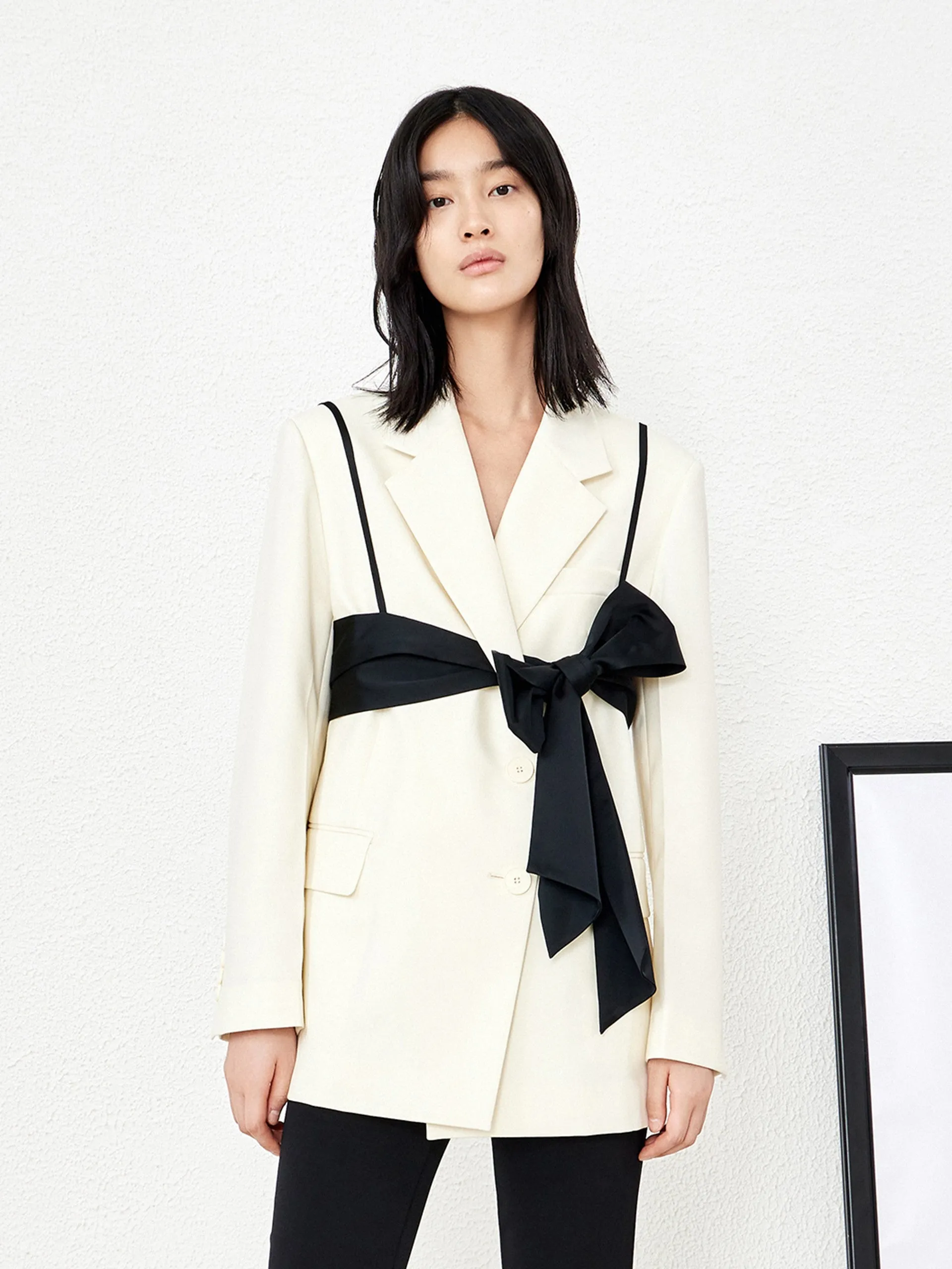 Wool Blend Straight Blazer