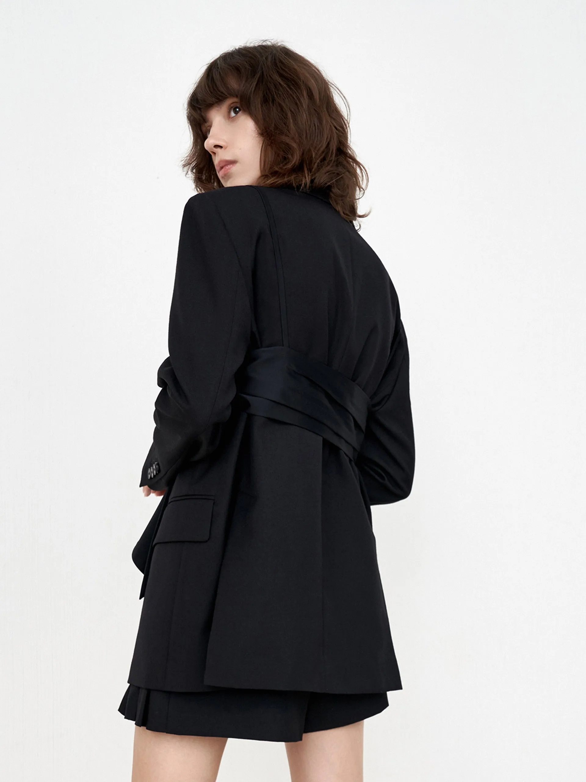 Wool Blend Straight Blazer