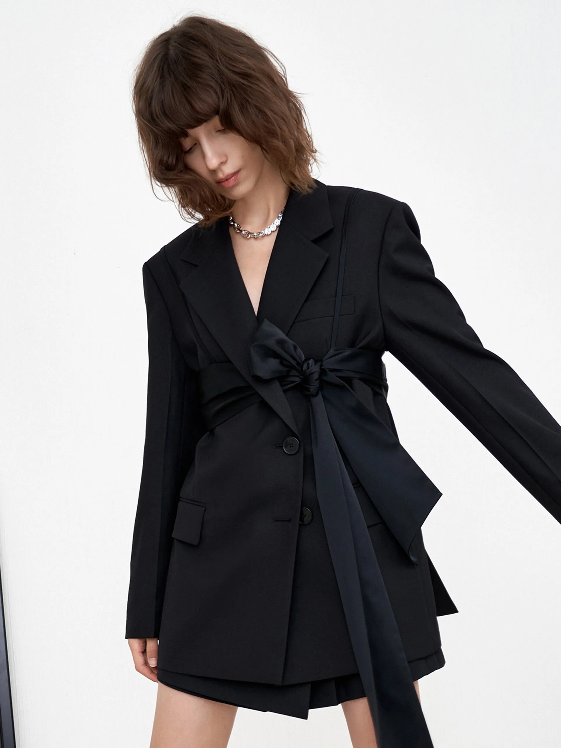 Wool Blend Straight Blazer