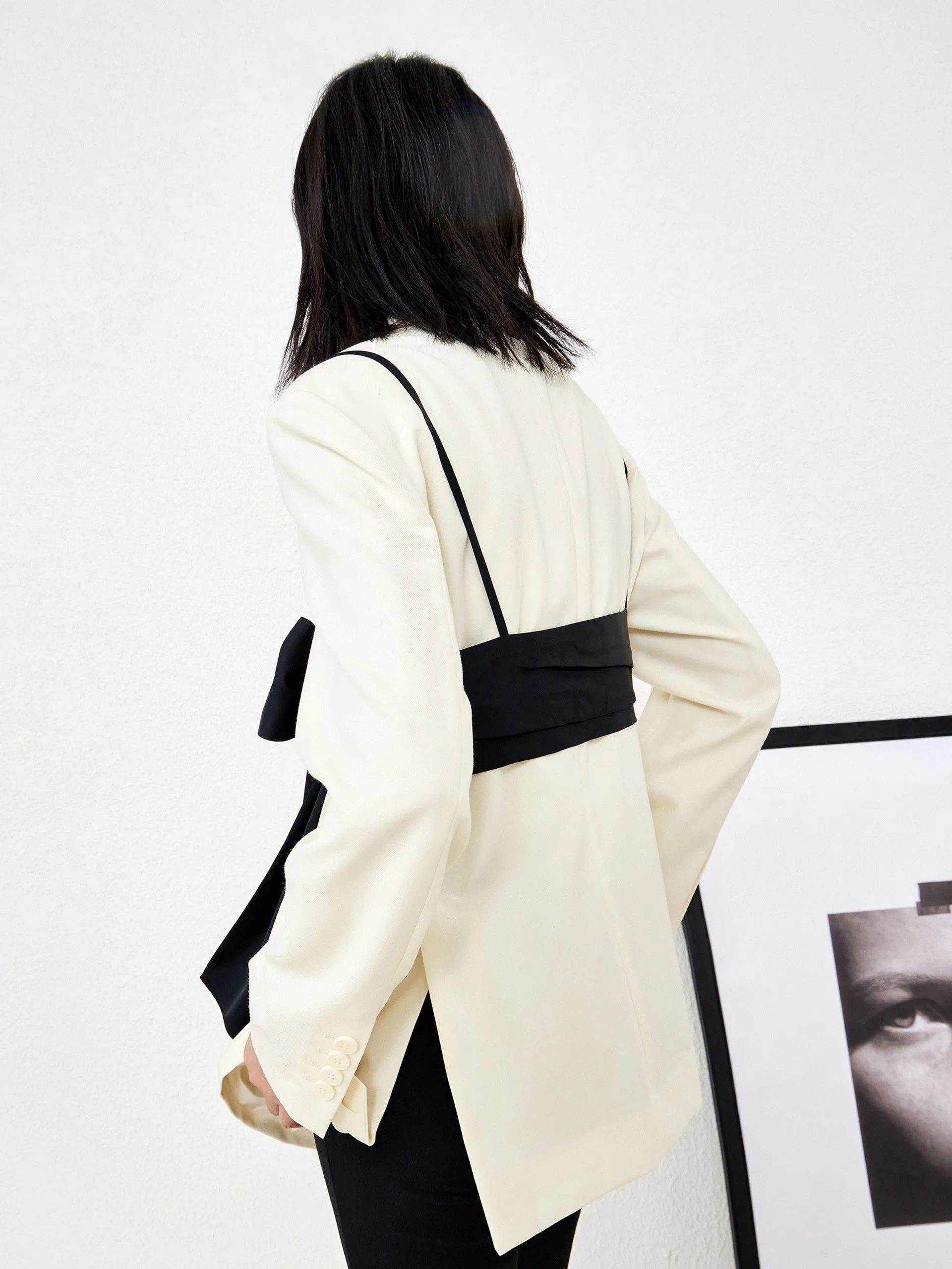 Wool Blend Straight Blazer